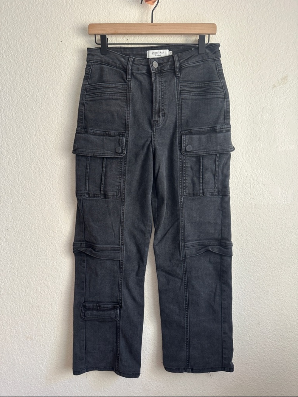 Hidden Cargo Boyfriend Jeans - Black